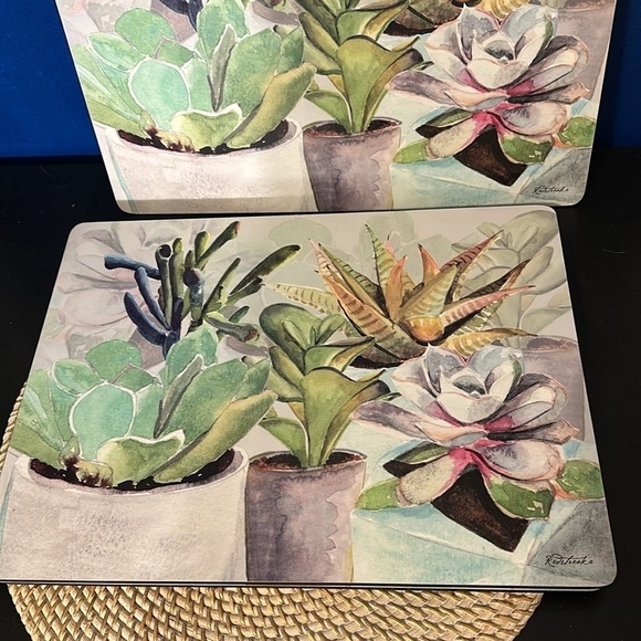 NWOT Set of Four Pimpernel Succulents Collection Cork Backed Placemats - Picture 3 of 5